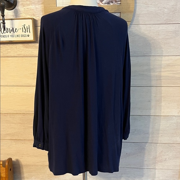 Knox Rose Midnight Blue Floral Blouse L - Picture 3 of 4